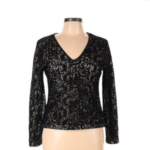 Express Tricot v neck long sleeve lace top size L